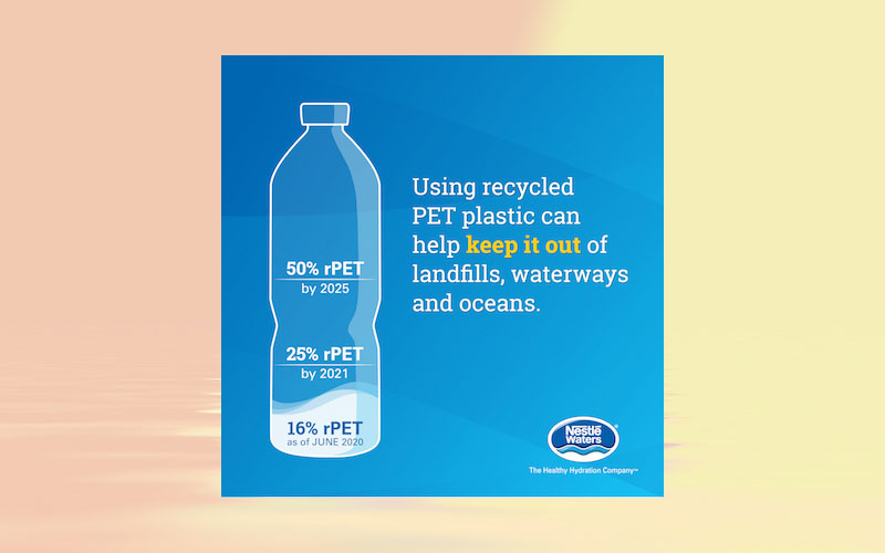 Nestlé Waters North America expands use of 100 % recycled plastic (rPET) in three additional brands, doubles rPET use across U.S. domestic portfolio