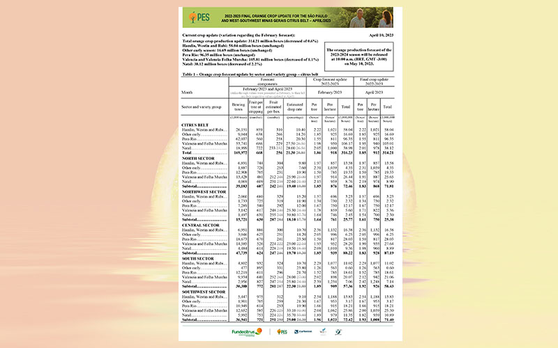 2022-2023 final orange crop update Brazil