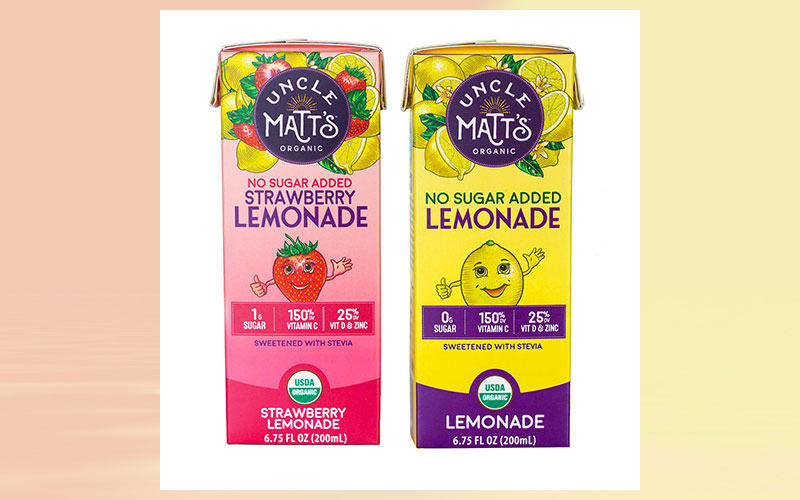 Uncle Matt's Organic® launches zero sugar Lemonade Juice Box line for kids