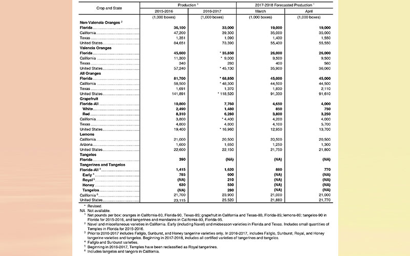 Florida Citrus April forecast: maturity test results and fruit size