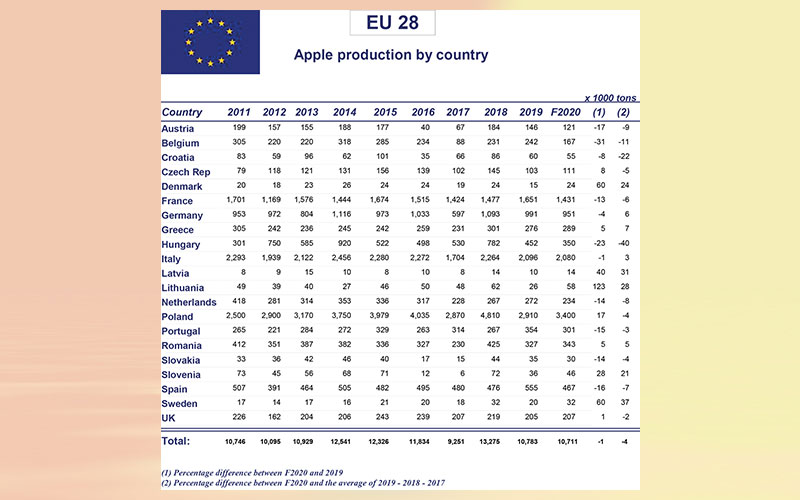 Stable production figures in uncertain times: Prognosfruit 2020 releases its annual apple and pear crop forecast